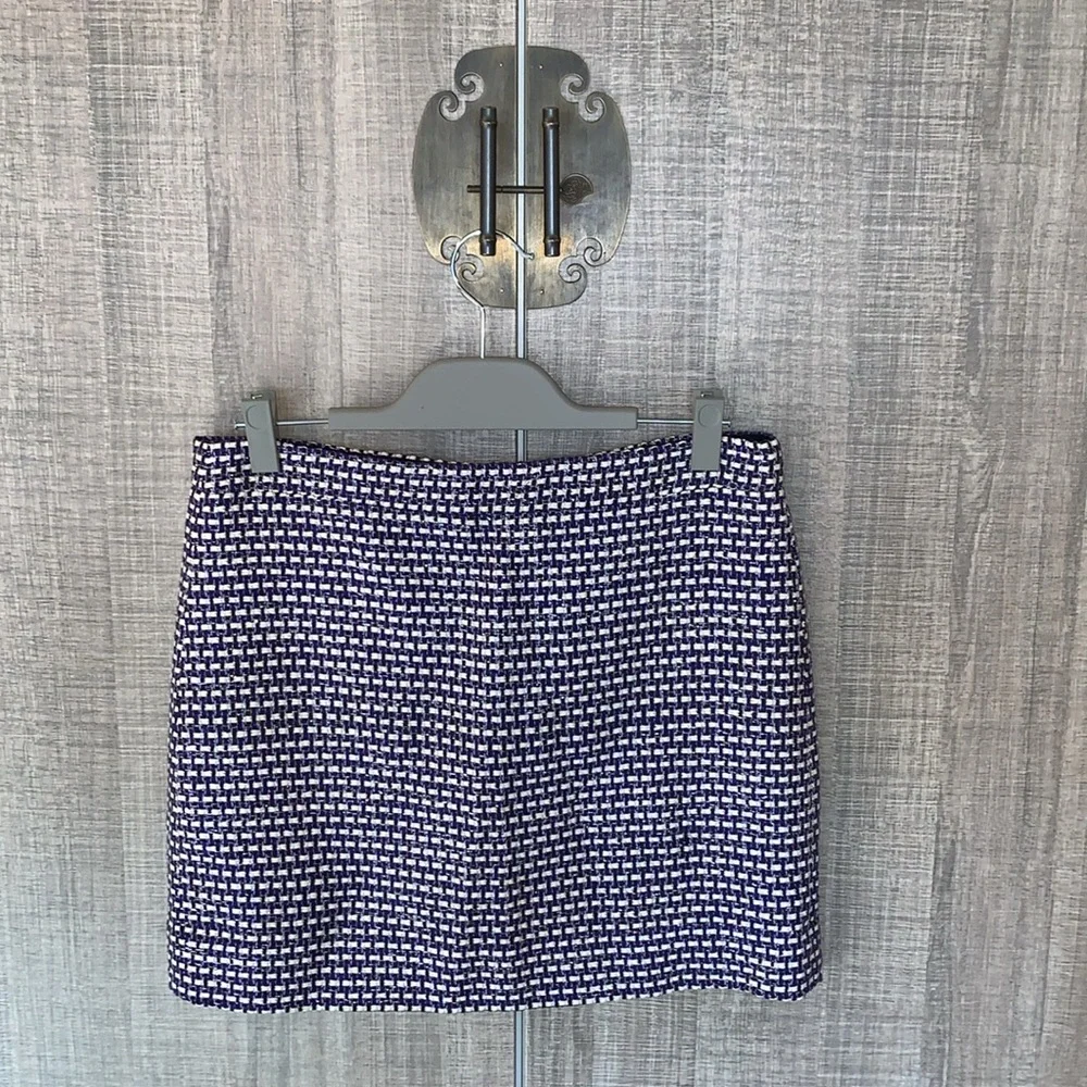 J.Crew Blue White Houndstooth Chic Pencil Skirt‎